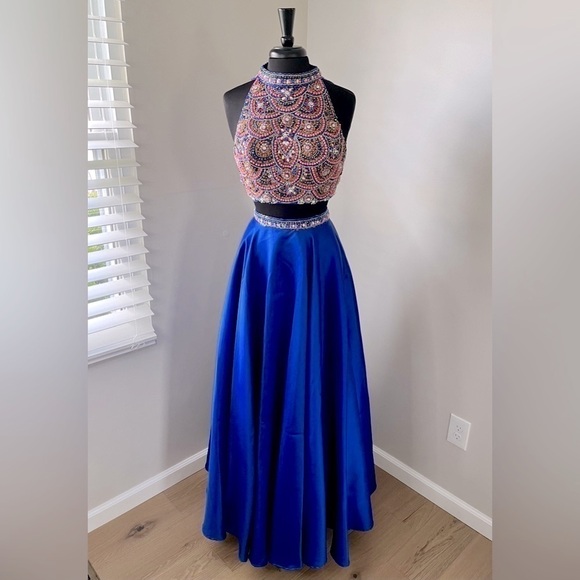 Jovani Two Piece High Neck Evening Dress - Picture 2 of 15